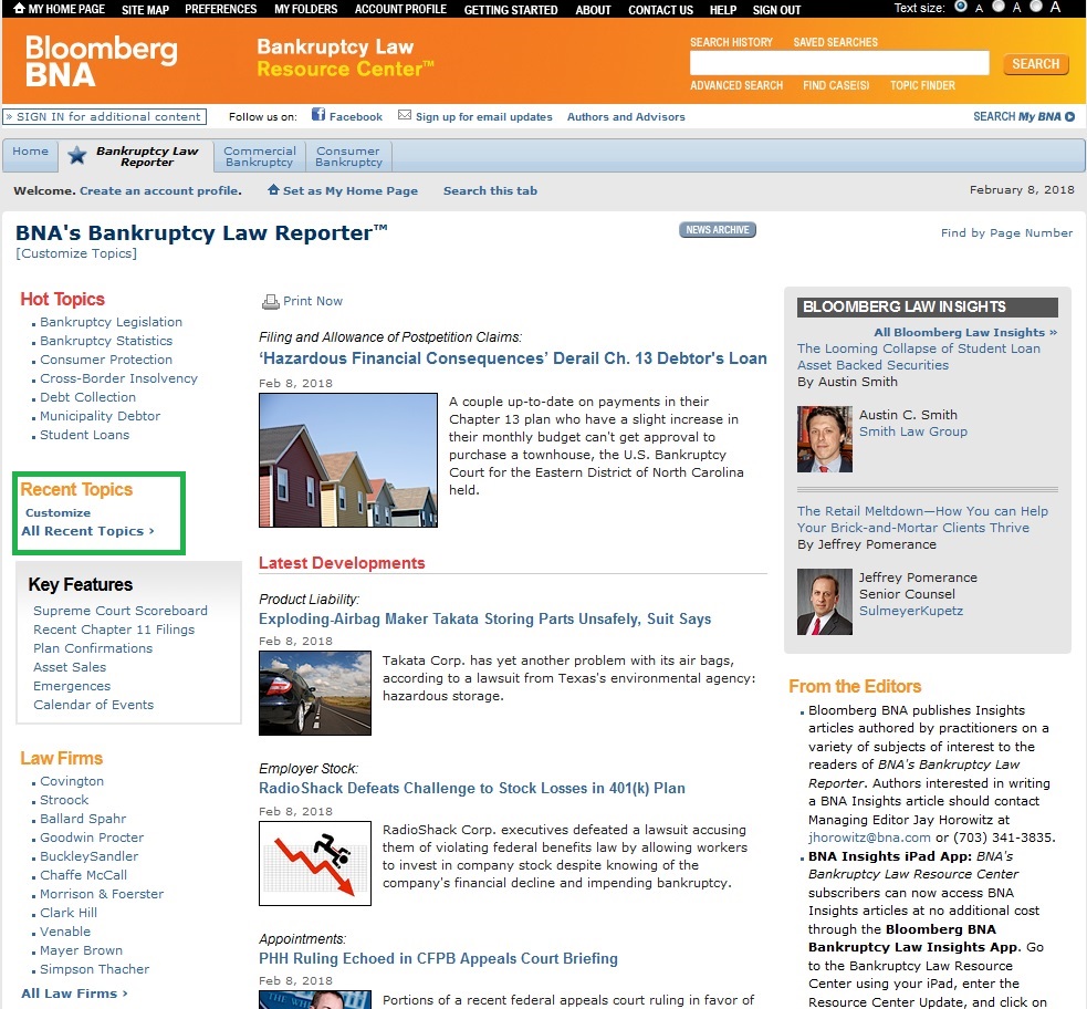 Reporter Library Bloomberg BNA Bankruptcy2 – The Reporter: Law Library News and Information